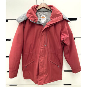 Vintage 80s Columbia Red Parka Jacket Hooded Heavyweight Insulated Men's Sz. L
